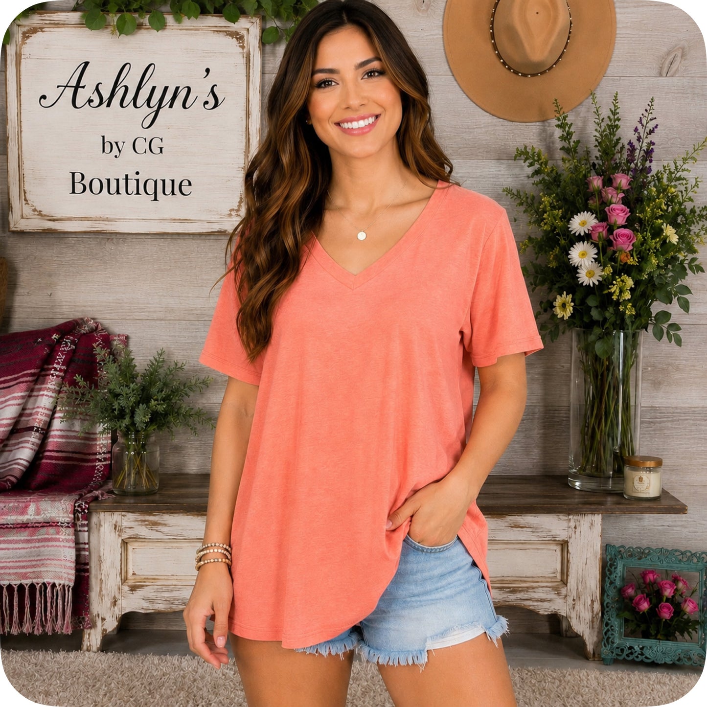 Zenana Casually Classic V Neck Tunic Tops