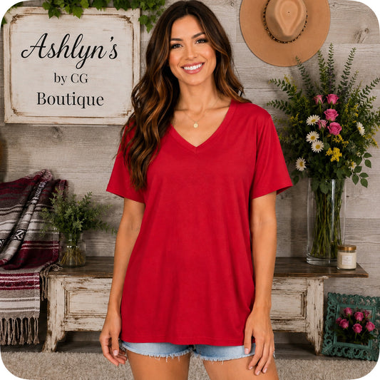 Zenana Casually Classic V Neck Tunic Tops