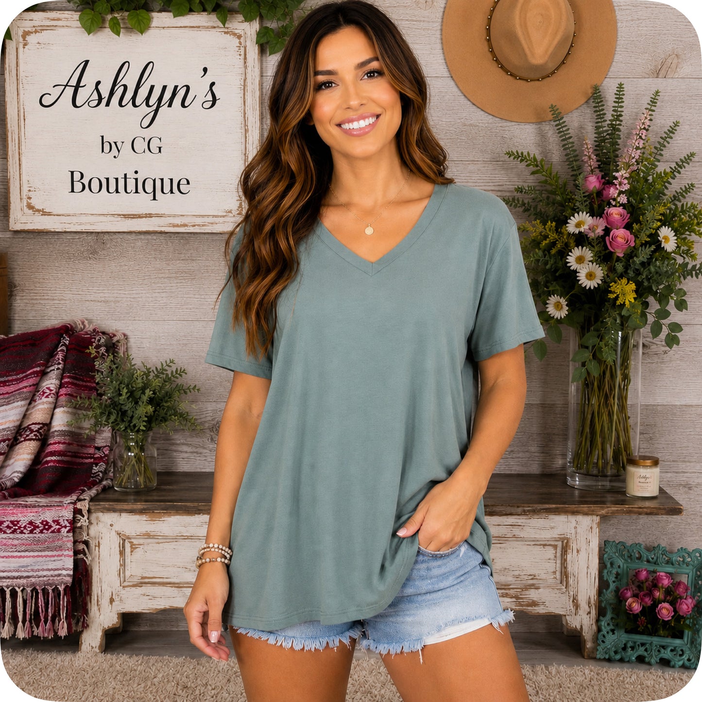 Zenana Casually Classic V Neck Tunic Tops