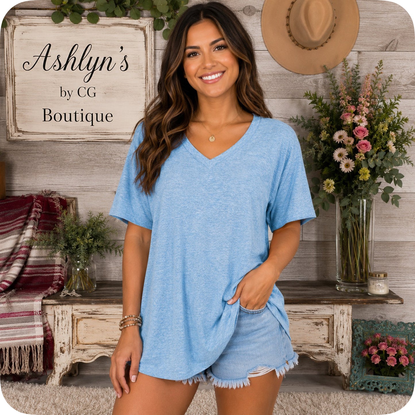 Zenana Casually Classic V Neck Tunic Tops