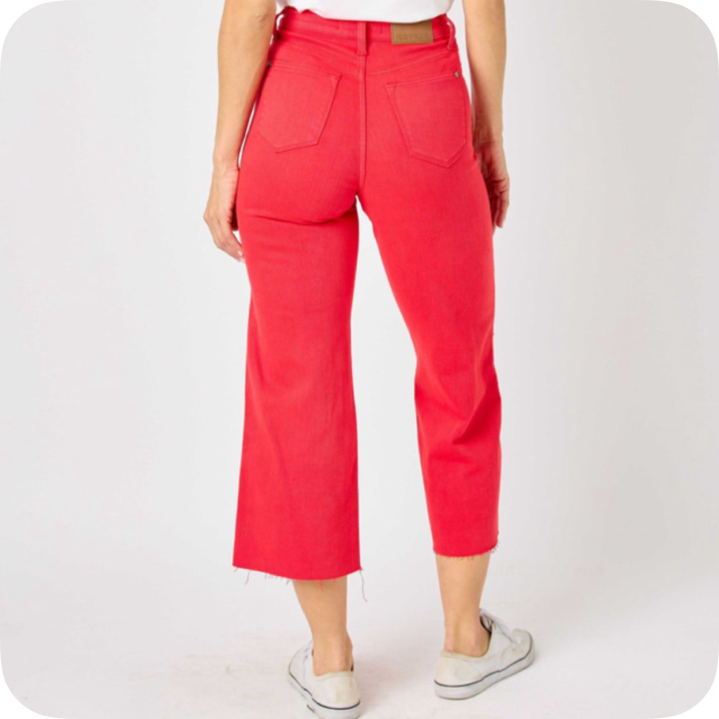 JUDY BLUE Tummy Control Red Crop Capris