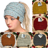 Cozy Cute Confetti Messy Bun CC Beanie, Pony Tail