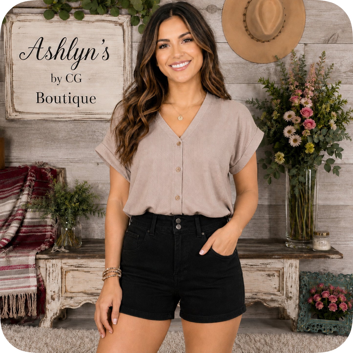 JUDY BLUE Casual Days Black Double Button Shorts