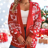 Holiday Time-Cozy Christmas Theme Cardigans with Side Pockets