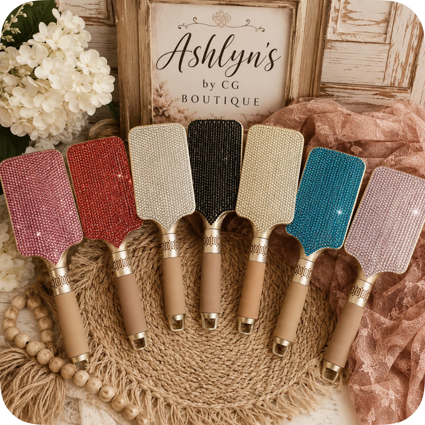 Rhinestone Heather Air Cushion Silicone Handle Brush