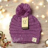 Youth Single Pom Thick Knit CC Beanie