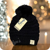 Youth Single Pom Thick Knit CC Beanie