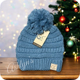 Youth Single Pom Thick Knit CC Beanie