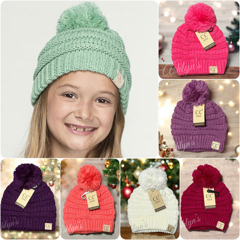 Youth Single Pom Thick Knit CC Beanie