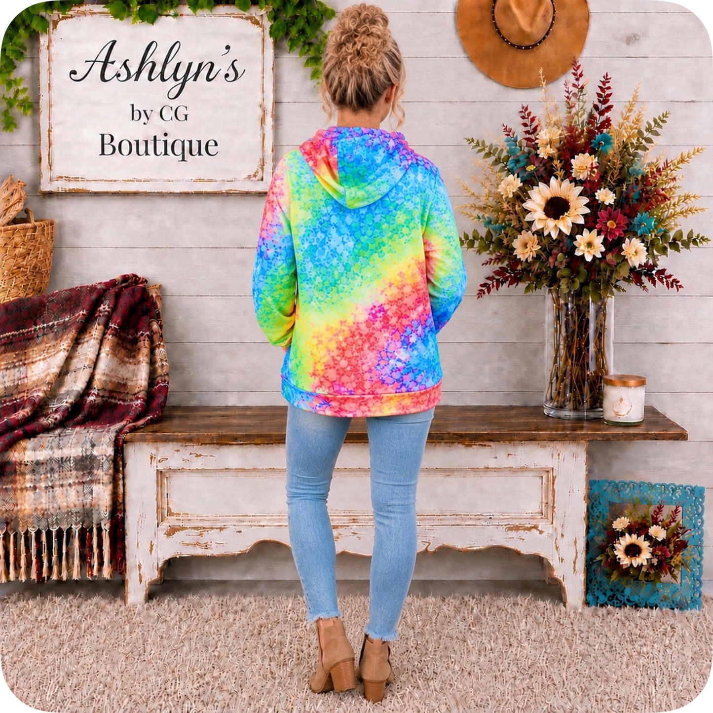 Color Me Happy Vibrant TieDye Kangaroo Pocket Hoodie