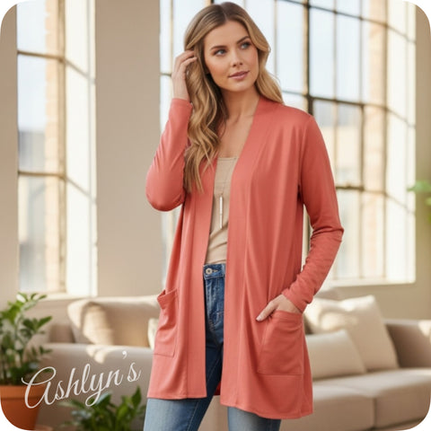 Ashlyn’s Casually Classy Long Sleeve Terracotta Cardigan-Outerwear