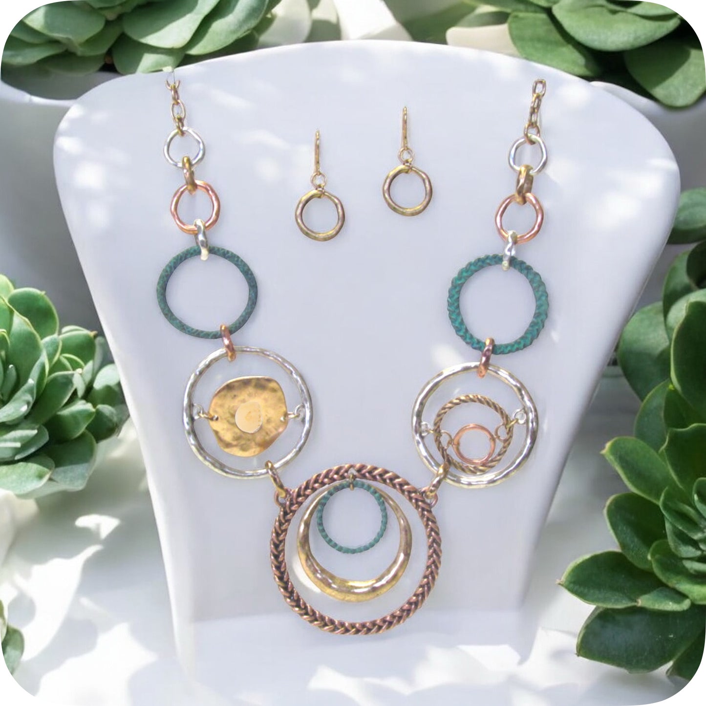Stunning MultiColor Disc Link Necklace Set