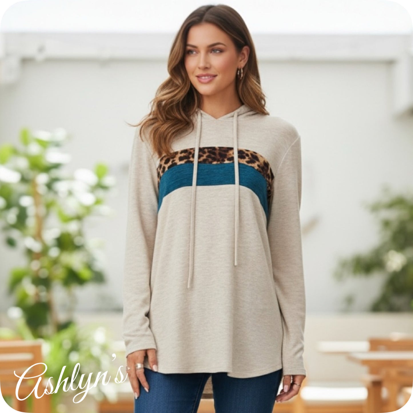 Ashlyn’s Ultra Soft Hacci Knit Color Block Hooded Sweater Top