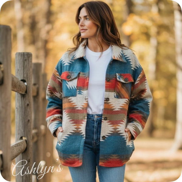 Hello Beautiful! Michelle W Women’s Tribal-Aztec Print Jacket with Side Pockets