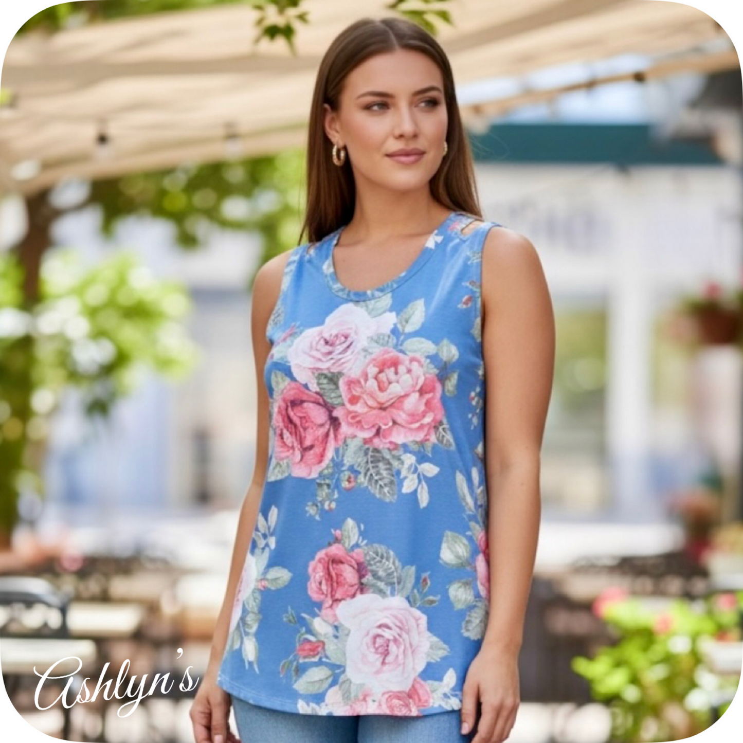 Casually Classy Floral Print Blue Sleeveless Top-Summer Comfort