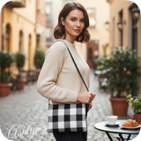 Black Buffalo Plaid Crossbody Bag-Satchel-Clutch-Purse-Checkered