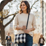 Black Buffalo Plaid Crossbody Bag-Satchel-Clutch-Purse-Checkered