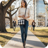 Black Buffalo Plaid Crossbody Bag-Satchel-Clutch-Purse-Checkered