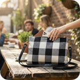Black Buffalo Plaid Crossbody Bag-Satchel-Clutch-Purse-Checkered