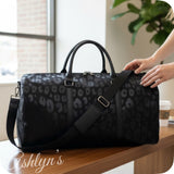 Every Girls Must-XXL Faux Leather Black Animal Print Weekender-Tote-Duffel Bag-Luggage