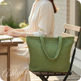 XL Olive Crochet Straw Bag-Tote Bag-Weekender Bag-Purse