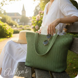 XL Olive Crochet Straw Bag-Tote Bag-Weekender Bag-Purse