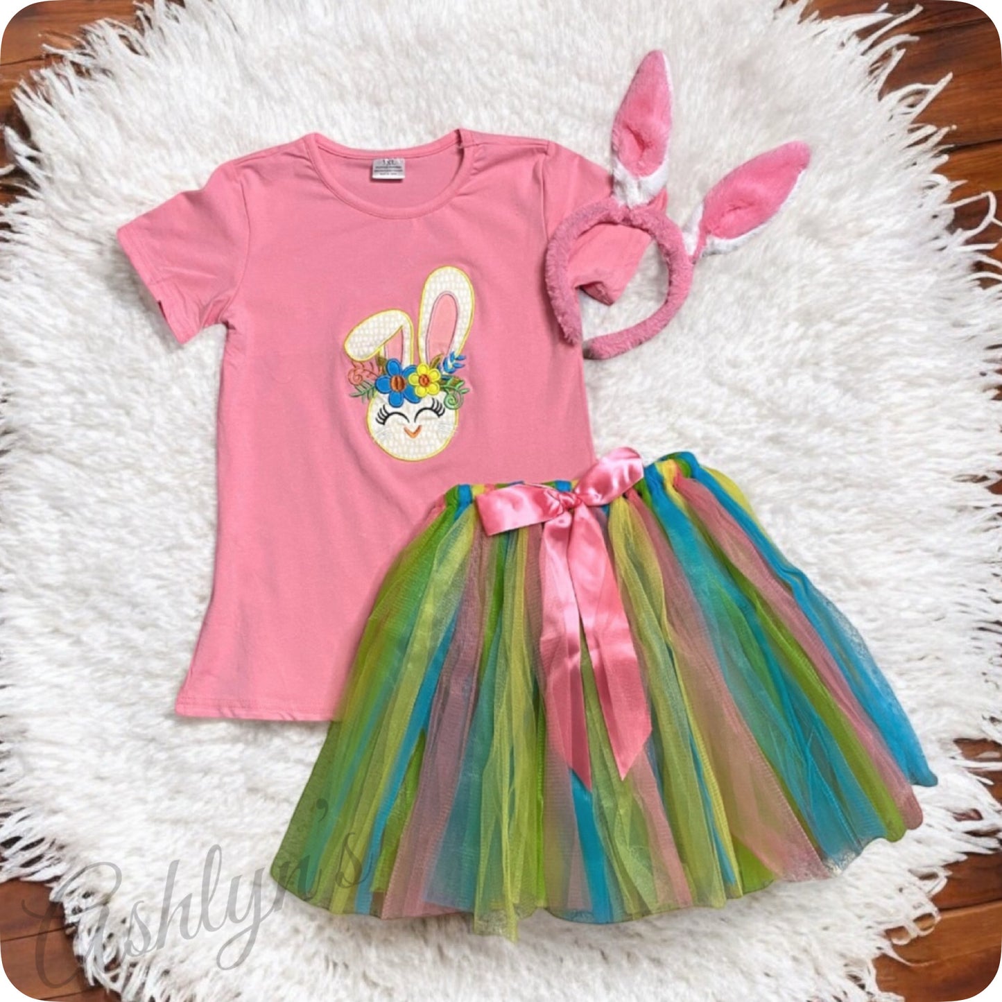 Adorable Pink Bunny Top with TuTu and Headband