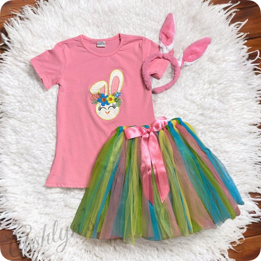 Adorable Pink Bunny Top with TuTu and Headband