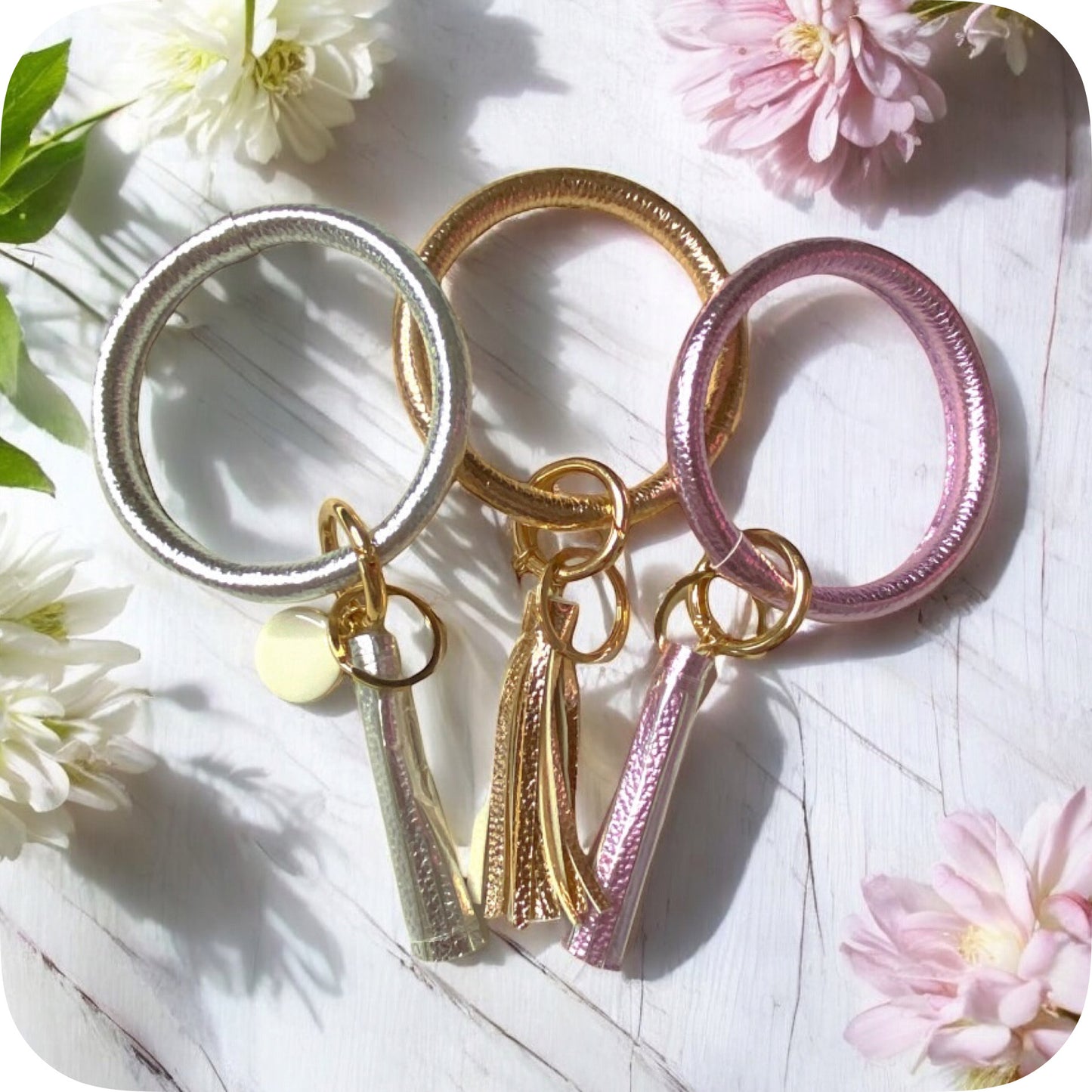 Every Girls Must! Leather Bangle Tassel Keychain