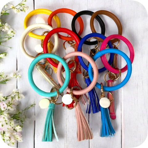 Every Girls Must! Leather Bangle Tassel Keychain