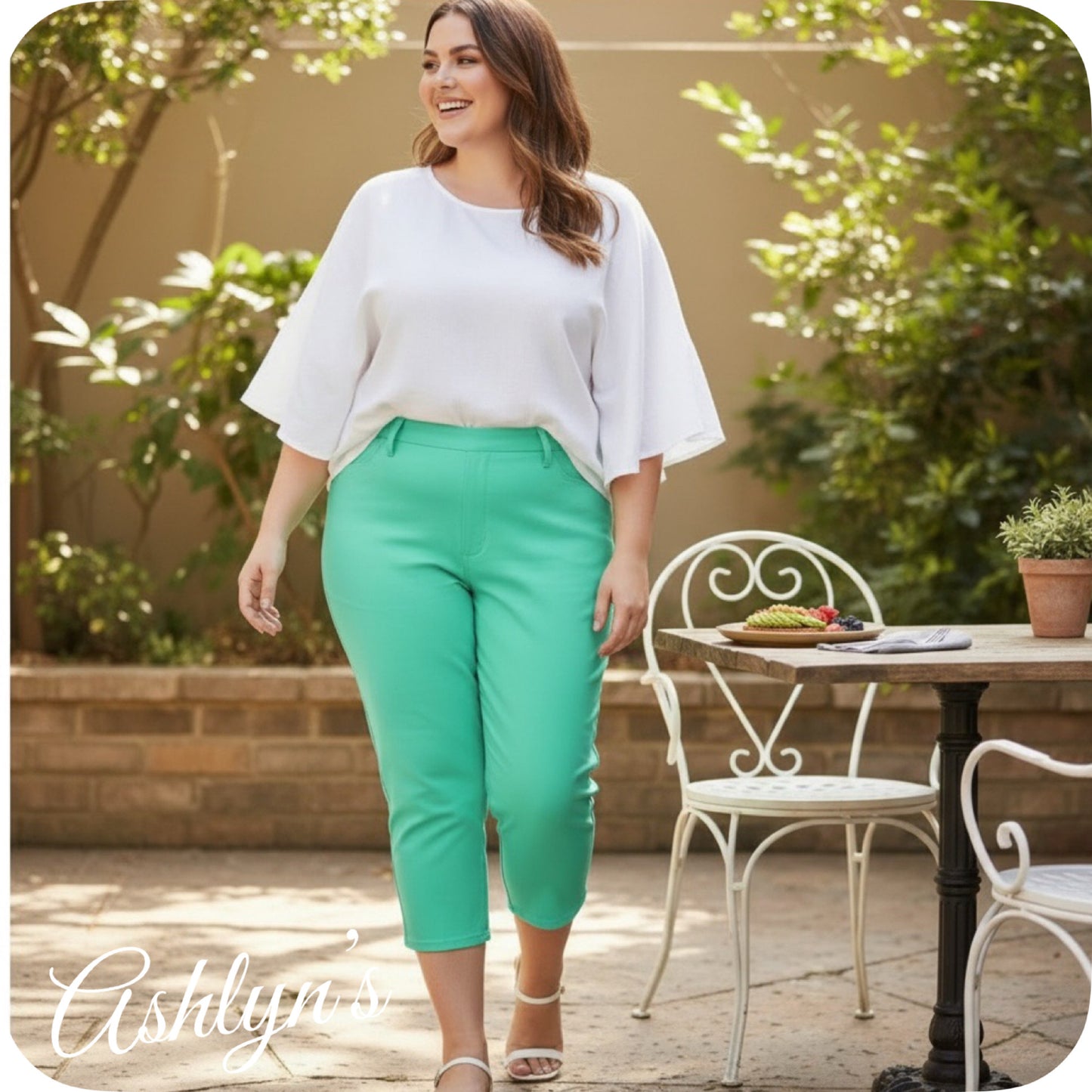 Hello Beautiful~PLUS SIZE Hyperstretch Pop of Color Capris