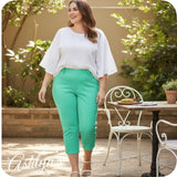 Hello Beautiful~PLUS SIZE Hyperstretch Pop of Color Capris