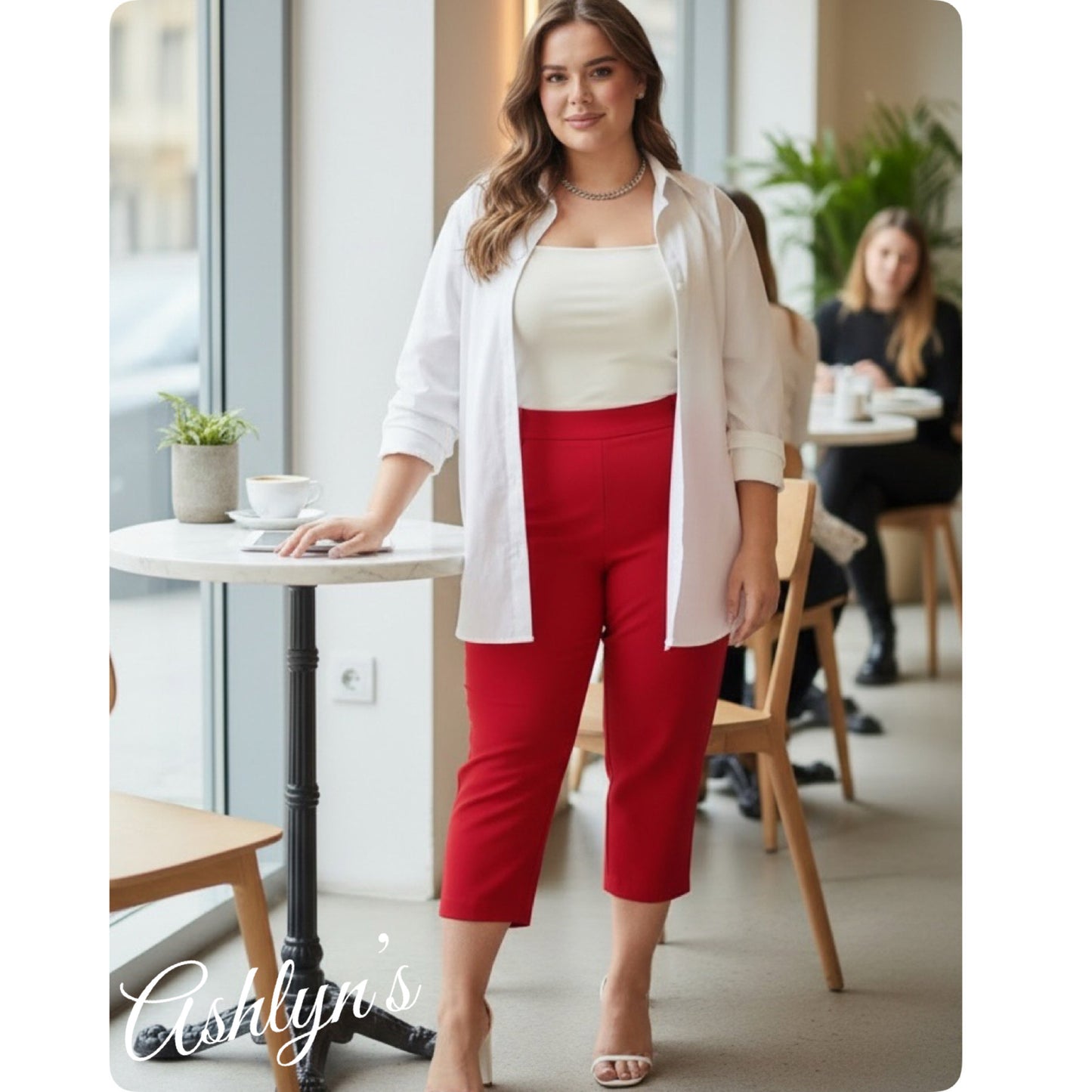 Hello Beautiful~PLUS SIZE Hyperstretch Pop of Color Capris