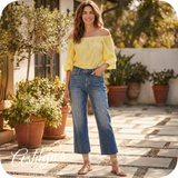 JUDY BLUE Wide Leg Cropped Raw Hem Back Pocket Embroidery Denim Capris-Summer Sassy