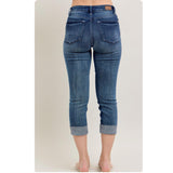 Judy Blue Dark Wash Cuffed Capris-Summer Comfort