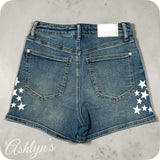 JUDY BLUE American Pride HW Silver Star Splatter Blue Denim Shorts