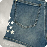 JUDY BLUE American Pride HW Silver Star Splatter Blue Denim Shorts
