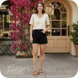 JUDY BLUE Casual Days Black Double Button Shorts