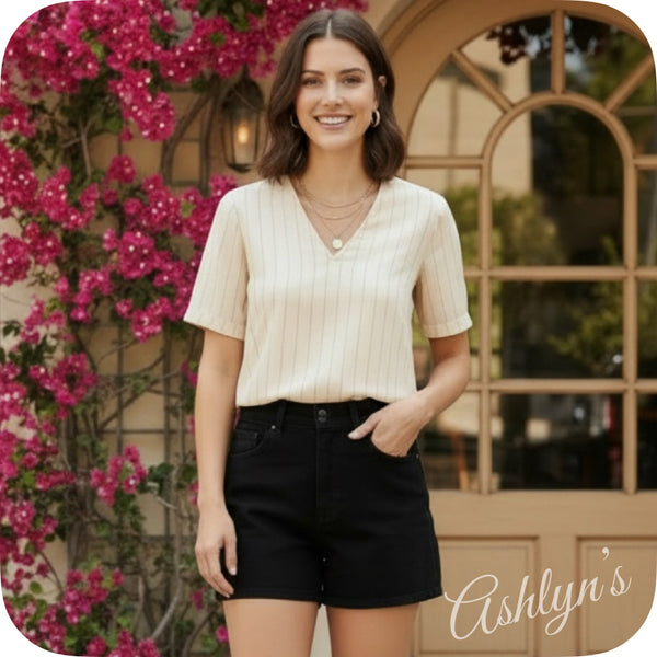 JUDY BLUE Casual Days Black Double Button Shorts