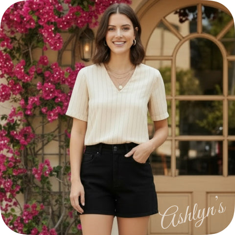 JUDY BLUE Casual Days Black Double Button Shorts