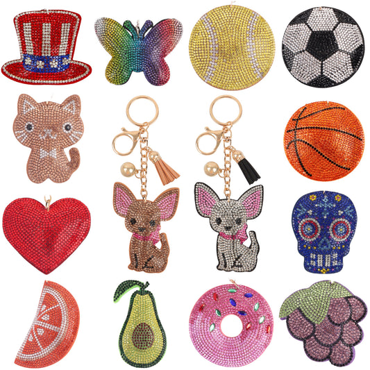 Adorable Puffy Rhinestone Keychain-Purse Charm-Backpack Charm