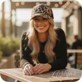 Crazy Cute Leopard PonyTail Back Tan Black Ball Cap