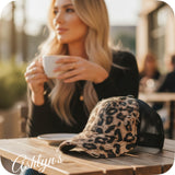 Crazy Cute Leopard PonyTail Back Tan Black Ball Cap