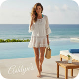 Darling Ivory Boho Top or Swimsuit Cover with Lace Detail