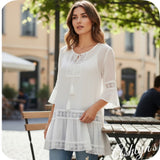 Darling Ivory Boho Top or Swimsuit Cover with Lace Detail