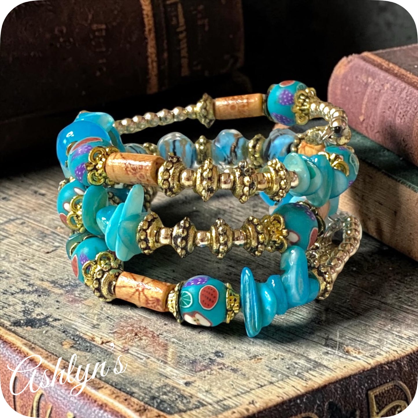 Ashlyn’s Turquoise Gold Coil Bracelet