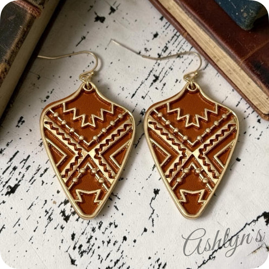 Stunning Leather Arrowhead Dangle Earrings