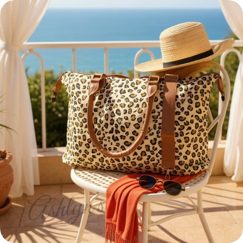 XXL Leopard Print Weekender Tote Bag-Shoulder Bag-Sling Bag-Purse