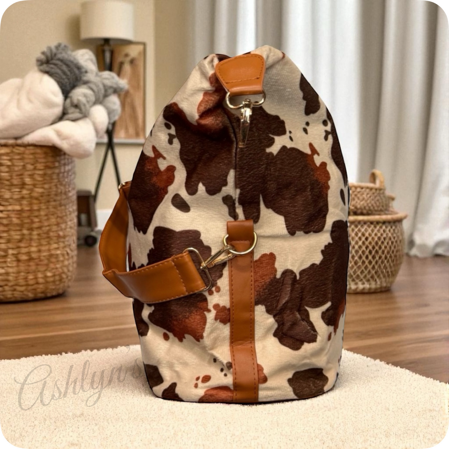 XL Cow Print Weekender Tote Bag-Shoulder Bag-Sling Bag-Purse
