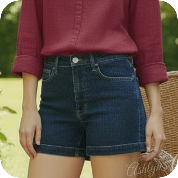 JUDY BLUE High Waist Tummy Control Dark Denim Shorts
